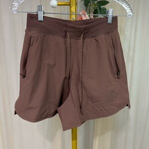 Lululemon Size 4 Brown Athletic Running Shorts High Rise Zip Pocket Lightweight